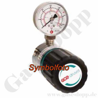 Leitungsdruckminderer bis 2 bar regelbar - Eingang max. 12 bar Rechts - 1-stufig - IN / OUT 3 mm KRV - 4 Port - ohne Sicherheitsüberdruckventil - Edelstahl 6.0 - GCE DruvaPUR
