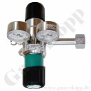 Flaschendruckminderer Helium Xenon 200 bar 2-stufig - bis 3,0 bar (a) AbsolutDruck regelbar - vakuumtauglich - Anschluss W21,8x1/14" DIN 477-1 Nr.6 - Ausgang 1/8" KRV - FKM - Edelstahl 6.0 - GCE Druva CSLAVDJ