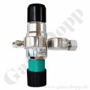 Flaschendruckminderer Helium Xenon 200 bar 2-stufig - bis 3,0 bar (a) AbsolutDruck regelbar - vakuumtauglich - Anschluss W21,8x1/14" DIN 477-1 Nr.6 - Ausgang 1/8" KRV - FKM - Edelstahl 6.0 - GCE Druva CSLAVDJ