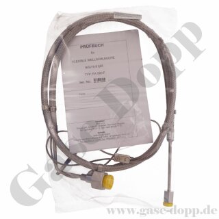 Edelstahlwellschlauch DN6 300 bar - DIN 477-5 Nr.57 - W30x2" LH IG ÜM x M14x1,5 IG ÜM - Sechskantanschluss - Wasserstoff - Gasreinheit 6.0 - Länge 3,0 m