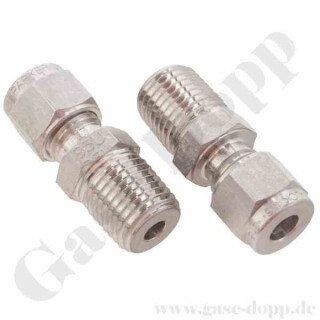 Einschraubverschraubung - RVS 1/4" x 1/8" NPT AG - Doppelklemmring Rohrverschraubung mehrteilig gedichtet - 450 bar - Edelstahl