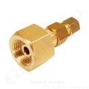 Flaschenanschluss Adapter Wasserstoff Brenngas Formiergas 200 bar DIN 477-1 Nr.1 - W21,8x1/14" LH x G 3/4" AG DIN 477- 1 Nr.9 - mehrteilig gedichtet - Messing