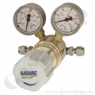 Leitungsdruckminderer bis 300 bar regelbar - Eingang max. 300 bar Links - 1-stufig - IN / OUT 10 mm KRV - FKM - Messing 4.5 - GASARC TECH MASTER GPS421