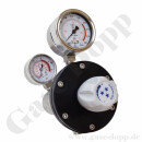 Flaschendruckminderer Wasserstoff 200 bar 2-stufig 0,01 bis 0,1 bar regelbar - Anschluss W21,8x1/14" LH DIN 477-1 Nr.1 - Ausgang 6 mm KRV - EPDM - Edelstahl 6.0 - Rotarex