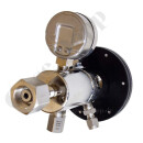 Flaschendruckminderer Wasserstoff 200 bar 2-stufig 0,01 bis 0,1 bar regelbar - Anschluss W21,8x1/14" LH DIN 477-1 Nr.1 - Ausgang 1/4" NPT IG - EPDM - Messig verchromt 6.0 - Rotarex