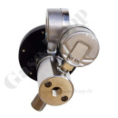 Flaschendruckminderer Wasserstoff 200 bar 2-stufig 0,01 bis 0,1 bar regelbar - Anschluss W21,8x1/14" LH DIN 477-1 Nr.1 - Ausgang 1/4" NPT IG - EPDM - Messig verchromt 6.0 - Rotarex