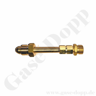 Flaschenanschluss Adapter CGA-580 AG x W21,8x1/14" AG - DIN477-1 Nr.6 - Länge ca 155 mm - Argon Stickstoff - 207 bar - Messing