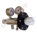 Flaschendruckminderer Stickstoff  200 bar 2-stufig 0,01 bis 0,1 bar bar regelbar - Anschluss W24,32x1/14" DIN 477-1 Nr.10 - Ausgang 1/4" NPT IG - EPDM - Messing verchromt 6.0 - Rotarex