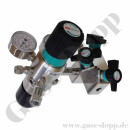 Flaschendruckminderer Schwefelwasserstoff 60 bar 1-stufig bis 6 bar regelbar - Anschluss CGA - 660 - mit Fremdgasspülung - Ausgang 1/4 NPT IG mit Absperrventil - EPDM - Edelstahl 6.0 - GCE Druva CSLHESJ