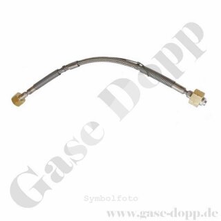 Edelstahlwellschlauch DN6 200 bar - DIN 477-1 Nr.1 W21,8x1/14" LH IG ÜM x 6 mm RVS - Wasserstoff - Gasreinheit 6.0 - Länge 1,0 m