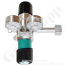 Flaschendruckminderer Wasserstoff 200 bar 2-stufig 0,3 bis 2,0 bar (a) AbsolutDruck regelbar - vakuumtauglich - Anschluss W21,8 x1/14" LH DIN 477-1 Nr.1 - Ausgang 1/8" mm KRV - FKM - 3 m³/h - Messing verchromt 6.0 - GCE Druva CPLAVDJ