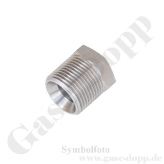 Reduzierung 1/2" NPT AG x 1/4" NPT IG - kurze Bauform - 630 bar - Edelstahl