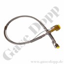 Edelstahlwellschlauch DN6 200 bar - DIN 477-1 Nr.9 - G 3/4" IG ÜM x 1/4" NPT IG - Sechskantanschluss - Sauerstoff - mit Fangseil - Gasreinheit 6.0 - Länge 1,0 m