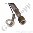 Edelstahlwellschlauch DN6 200 bar - DIN 477-1 Nr.9 - G 3/4" IG ÜM x 1/4" NPT IG - Sechskantanschluss - Sauerstoff - mit Fangseil - Gasreinheit 6.0 - Länge 1,0 m