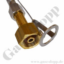 Edelstahlwellschlauch DN6 200 bar - DIN 477-1 Nr.9 - G 3/4" IG ÜM x 1/4" NPT IG - Sechskantanschluss - Sauerstoff - mit Fangseil - Gasreinheit 6.0 - Länge 1,0 m