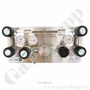 Batteriedruckminderer Entspannungsstation Druckregelstation - halbautomatische Umschaltung - 300 bar - bis 10 bar regelbar - 2-stufig - 2 Eingänge 1/4" NPT iG - Ausgang 1/4" NPT IG - mit Eigengasspülung - Absperrventil - Edelstahl 6.0 - GCE Druva