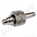 Flaschenanschluss Nevoc 38 ISO 5145 - W30x2 LH x 1/4" NPT AG - Handanschluss - Wasserstoff Brenngas Formiergas - Länge 90 mm - 300 bar - Edelstahl elektropoliert
